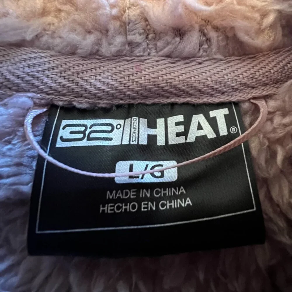 32 Degrees | Women's | Crepe Pink | Sherpa | Hooded Open Cardigan | Size L - Picture 9 of 9